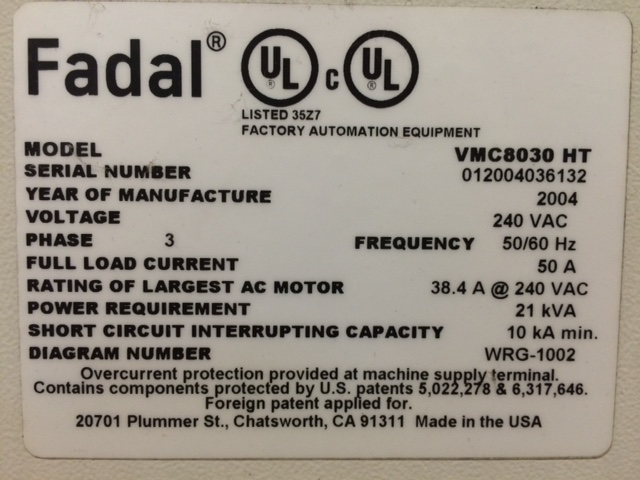 Fadal VMC 8030 HT CNC Vertical Mchining Center-6