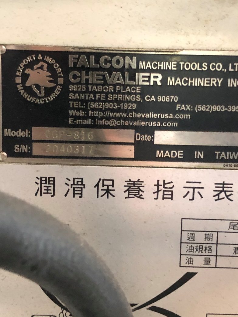 2010 Chevalier CGP-618 - Cylindrical Grinder - Listing #3428 - Seminole ...